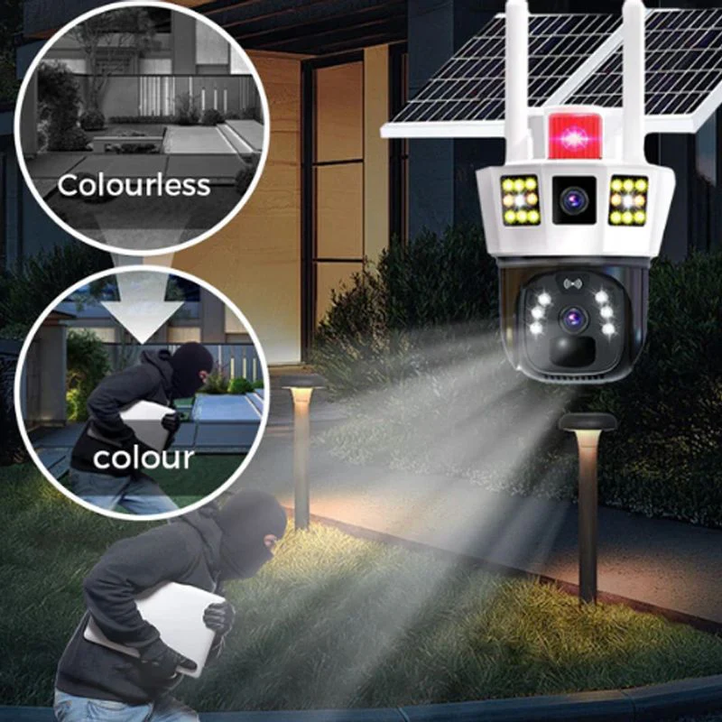 🔥vente à chaud🔥Caméra de surveillance solaire intelligente à 360° avec moniteur à triple écran - Image 9